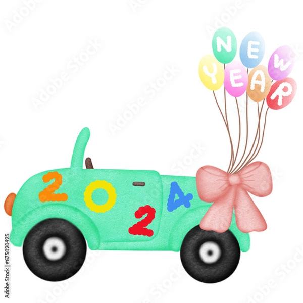 Obraz car with balloons new year 