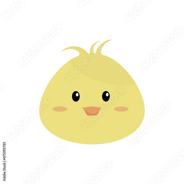 Fototapeta Childish vector illustration of a chicken head on isolated white background.Cute flat bird. Chicken for design, Easter, web, graphics, greeting cards.
