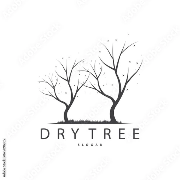 Fototapeta Dry Tree Logo, Dead Tree Plant Design Vector Silhouette Illustration Template
