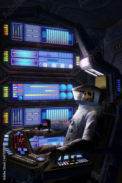 Fototapeta Astronaut dead inside a spaceship