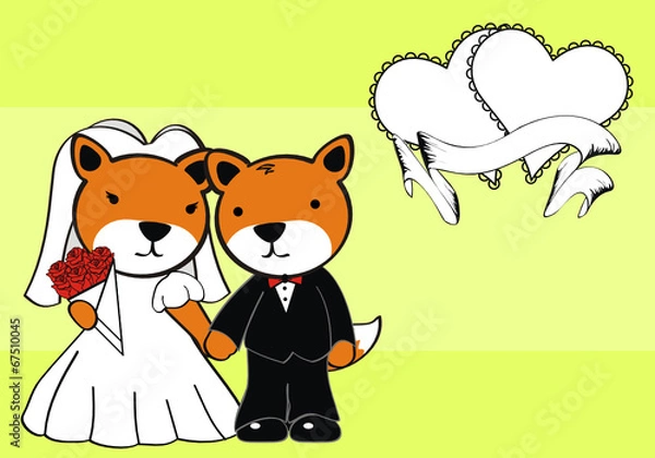 Fototapeta fox married cartoon background