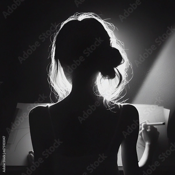 Obraz A designer girl drawing, light shade