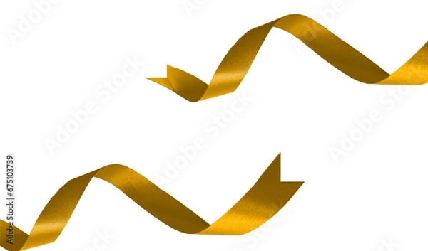 Fototapeta Elegant golden ribbon on transparent background