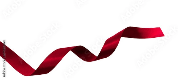 Obraz shiny red ribbon on transparent and white background, PNG image
