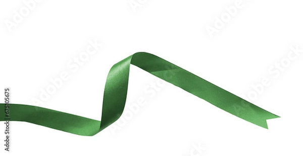 Obraz green ribbon on transparent background, PNG image.	