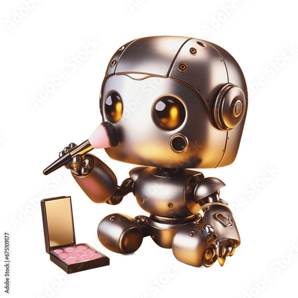 Obraz Cute robot doing makeup
