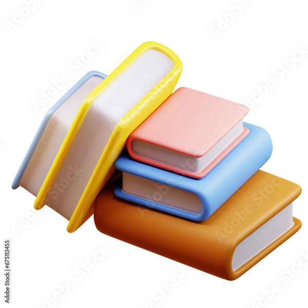 Obraz stack of books top view 3d design back to school