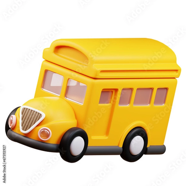 Obraz 3d school bus.  3d design illustration back to school