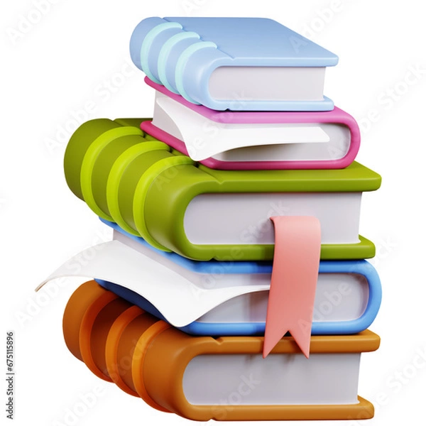 Obraz stack of books with bookmarks. 3d render 3d design illustration back to school