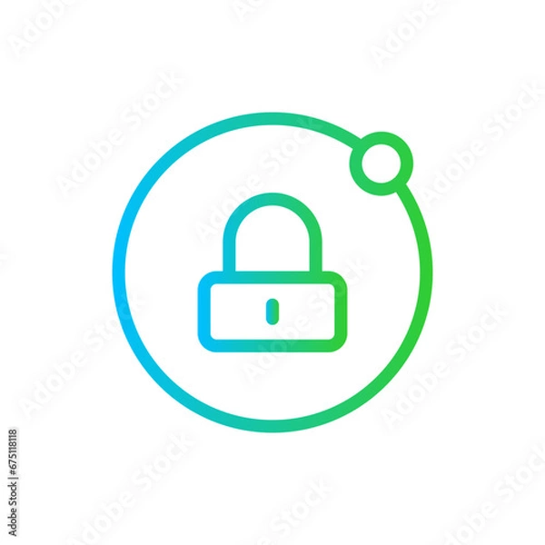 Obraz Padlock security lock security icon with blue and green gradient outline style. lock, protection, privacy, security, padlock, safety, network. Vector Illustration