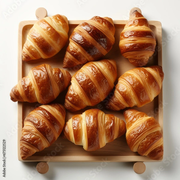 Fototapeta Croissants placed on a white background generative ai