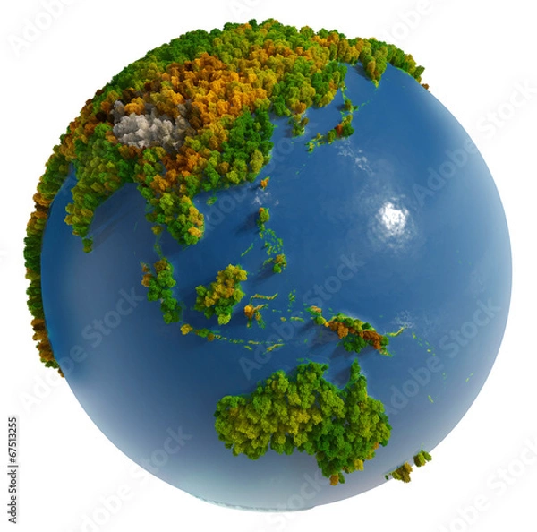 Obraz Globe with fur continents