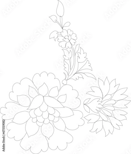 Obraz Flowers hand drawn line ar
