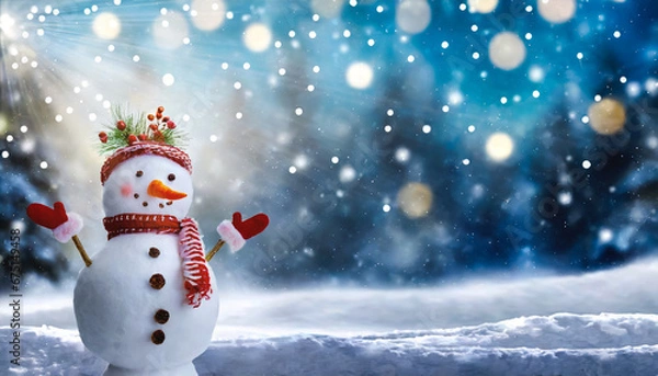 Fototapeta Schneemann im Schnee, textfeiraum, Generated image