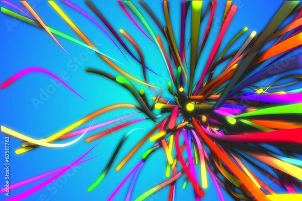 Obraz Rainbow Many Strands Line Glow Blue Background