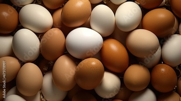 Obraz eggs and eggshell on a dark background