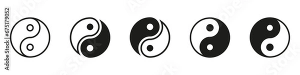 Fototapeta Yin Yang icon set isolated on transparent background. Vector illustration.