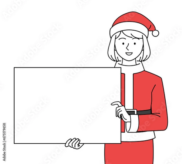 Obraz クリスマス　女性　サンタ服　パネル