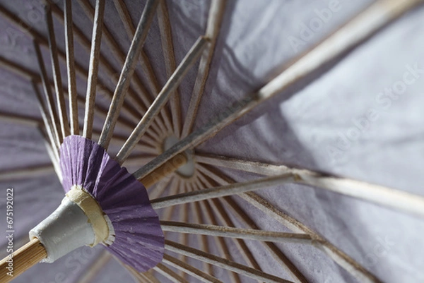 Fototapeta The mechanism of a beautiful Japanese umbrella close-up