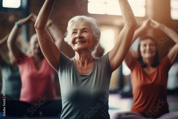 Fototapeta old woman exercising