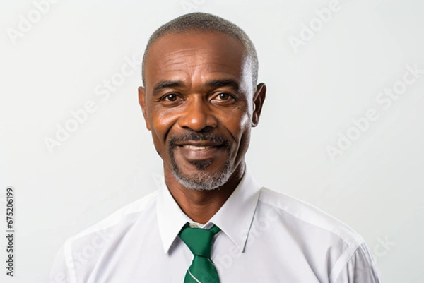 Fototapeta a man in a white shirt and green tie