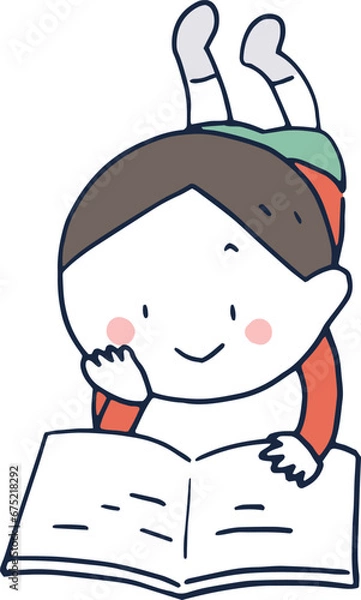 Obraz 寝そべって本を読む男の子