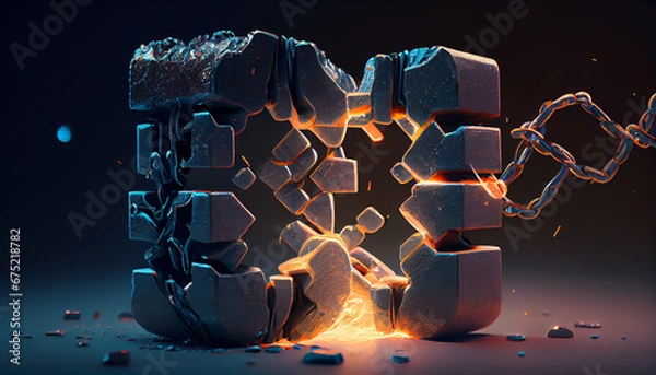 Obraz Broken block chain