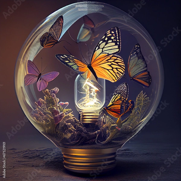 Obraz butterflies inside lightbulb