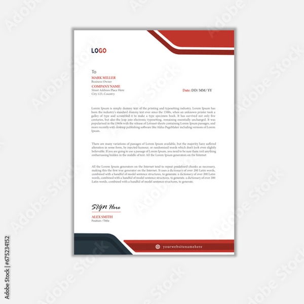 Fototapeta Creative A4 Letterhead Design Template  