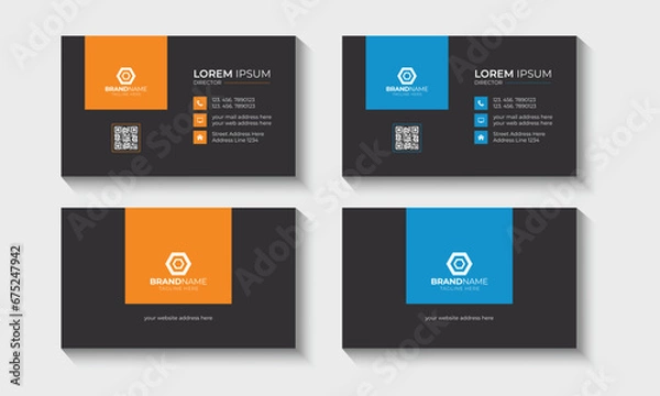 Obraz Creative and minimal business card layout template. Professional elegant business card, visiting card, identity, corporate, contact, branding