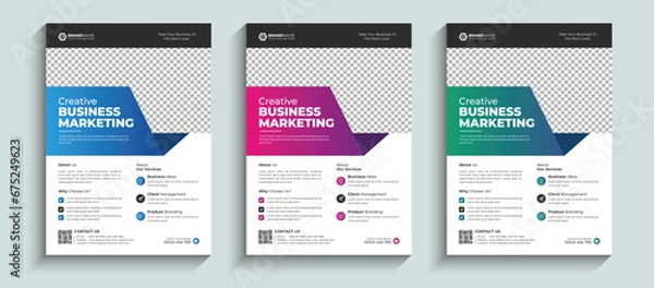 Obraz Corporate Flyer, Business Flyer template colorful gradient geometric shape. Brochure design, layout template design, annual report, magazine, poster, business presentation, portfolio, banner template