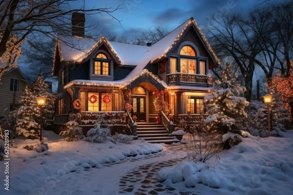 Fototapeta Christmas Lights - Generative AI