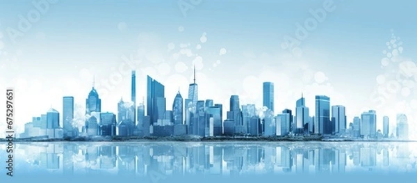 Fototapeta The city s breathtaking skyline adorned with tall architecture and shimmering blue skyscrapers symbolizes the fusion of business technology and construction showcasing the innovative work o