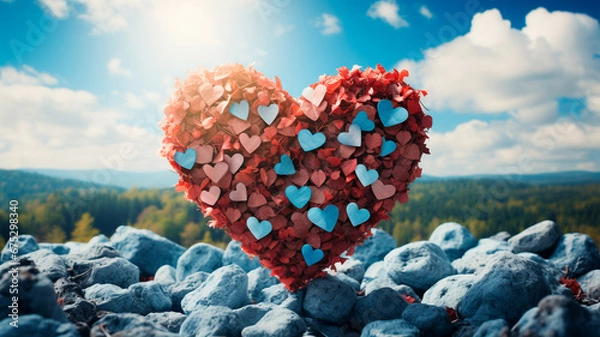 Fototapeta heart shape in love. mixed media