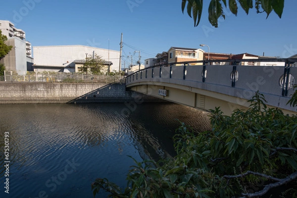 Obraz 大阪、都市、風景、川、橋、秋	