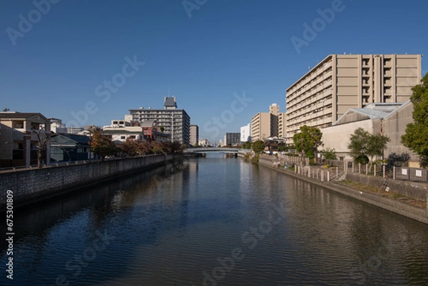 Obraz 大阪、都市、風景、川、橋、秋	