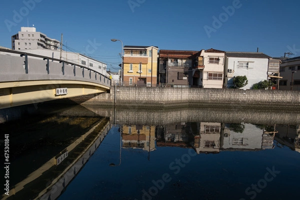 Obraz 大阪、都市、風景、川、橋、秋	