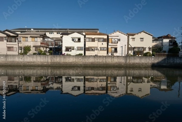 Obraz 大阪、都市、風景、川、橋、秋	