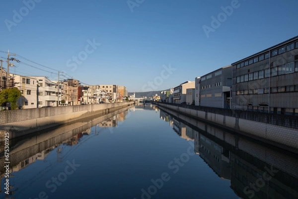 Obraz 大阪、都市、風景、川、橋、秋	