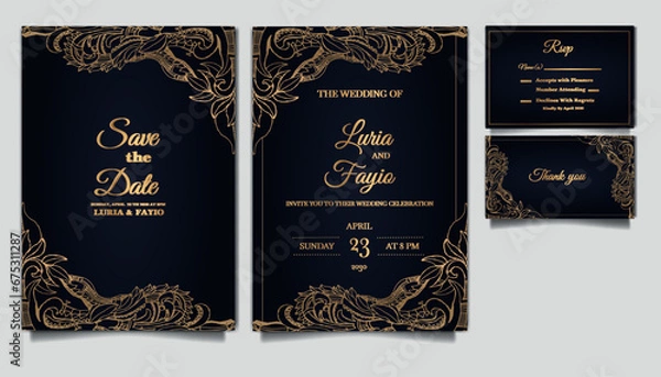 Obraz luxury elegant wedding invitation set