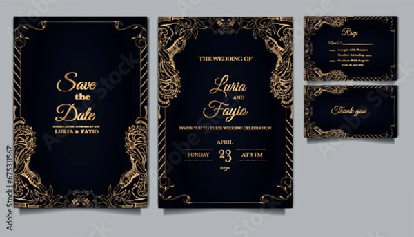 Obraz luxury wedding invitation card design set