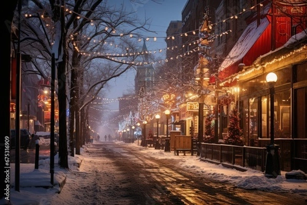 Fototapeta Urban Winter Scenes - Generative AI