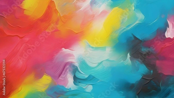 Fototapeta close up of multicolored paint texture, watercolor, colorful painting, abstract art background, oil on canvas, acrylic, modern art, rough brushstrokes of paint, painted background with bright colors