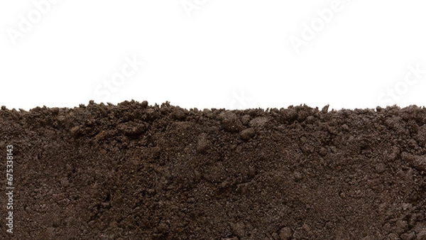 Fototapeta Soil patch texture. Png, isolated on a transparent background. Earth Day - April 22. Black biosoil or soil substrate in the form of a frame or border
