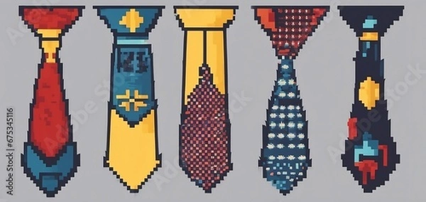 Obraz row od different mal neckties isolated on white