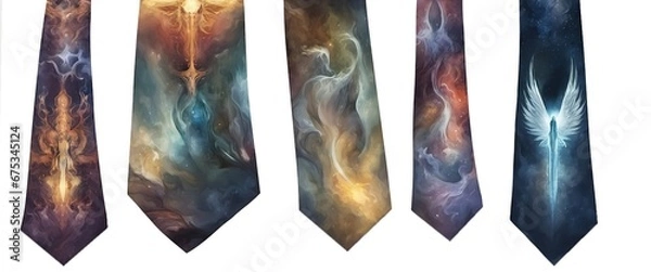 Obraz row od different mal neckties isolated on white