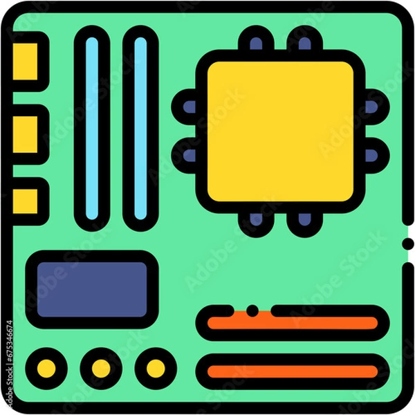 Obraz Vector Icon Motherboard, CPU, GPU, Technology, Electronics, Computer