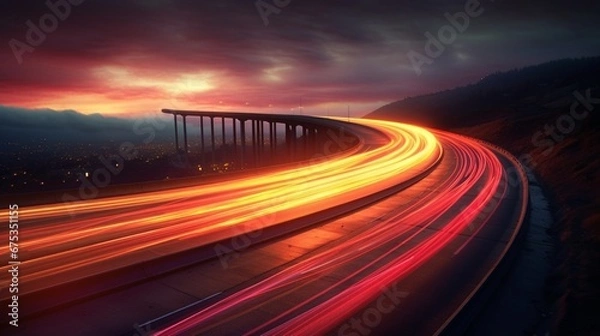 Fototapeta light trails.Generative AI