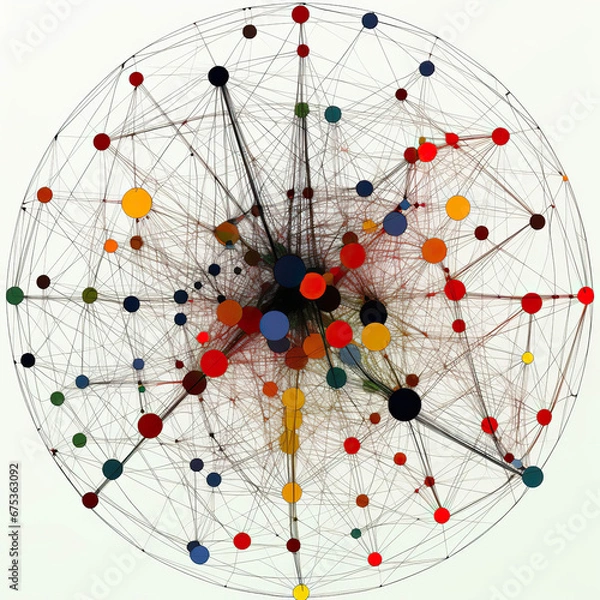 Fototapeta Interconnected Complexity: A Visualization of Network Nodes,abstract background,network connection