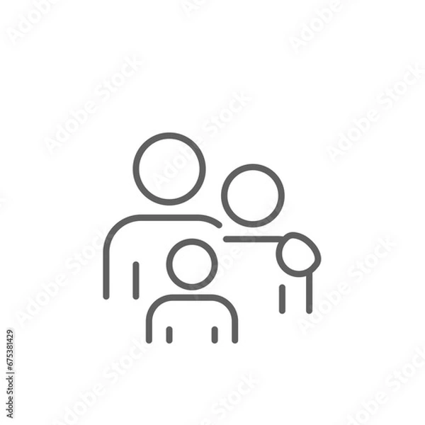 Fototapeta Family icon. Simple outline style. Parents and child, father, mother, kid, couple, together concept. Thin line symbol. Vector illustration isolated. Editable stroke.